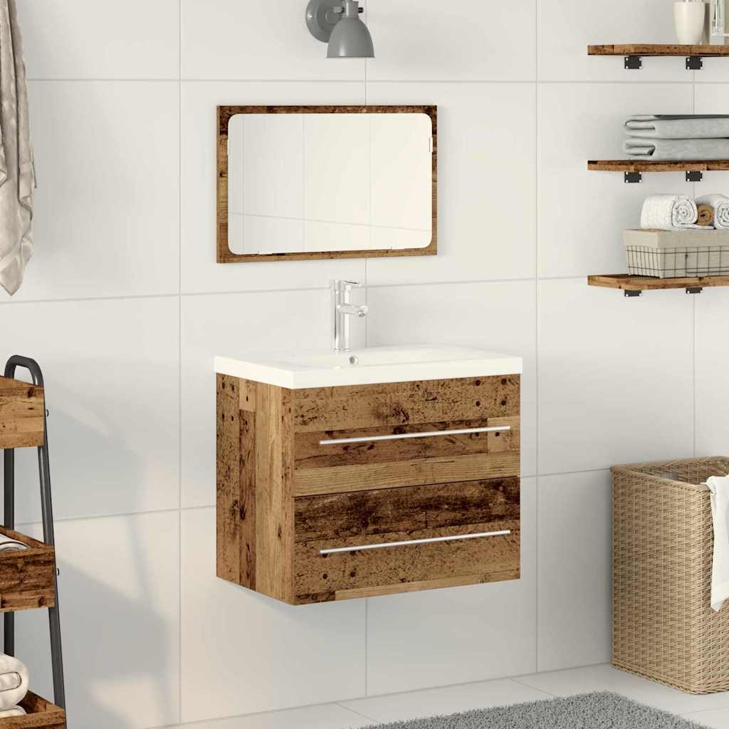 Waschbeckenunterschrank mit Becken mit Schubladen 2 pcs Altholz