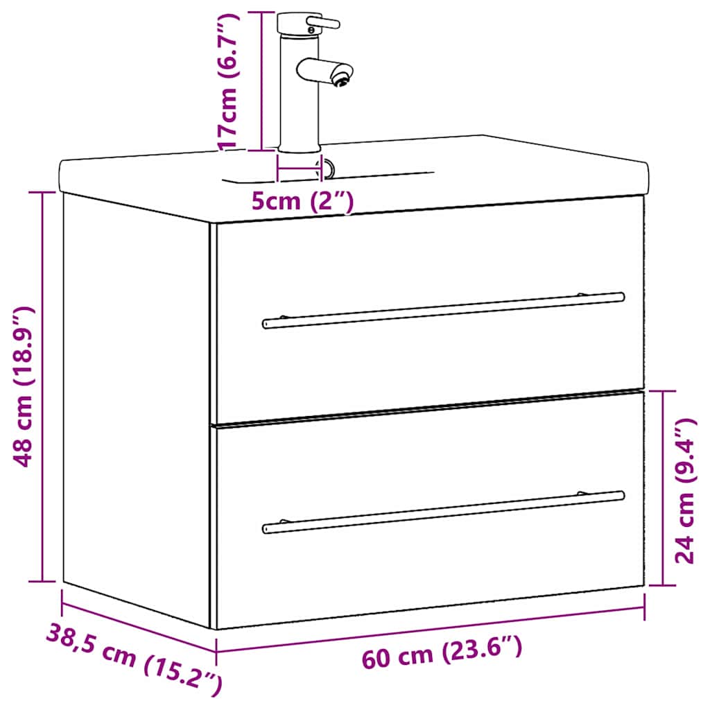 Waschbeckenschrank 2 stk. Altholz 60 x 38,5 x 48 cm