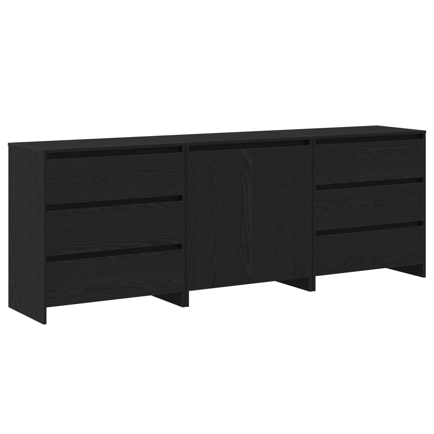 Sideboard 3 stk. Schwarz 70 x 41 x 75 cm Holzwerkstoff