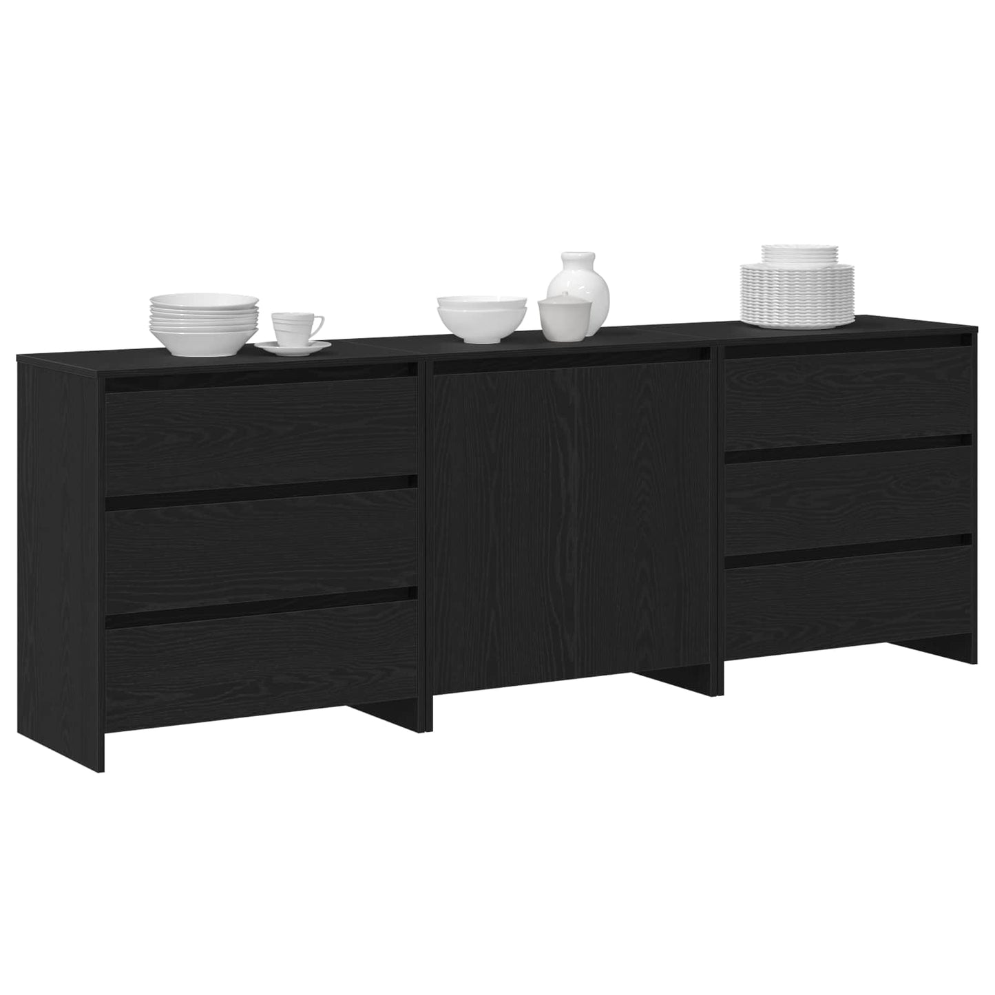 Sideboard 3 stk. Schwarz 70 x 41 x 75 cm Holzwerkstoff