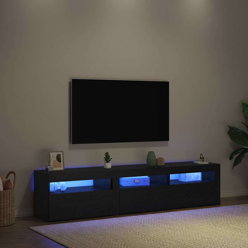 TV-Schränk 2 pcs Schwarz Eichen-Optik Holzwerkstoff