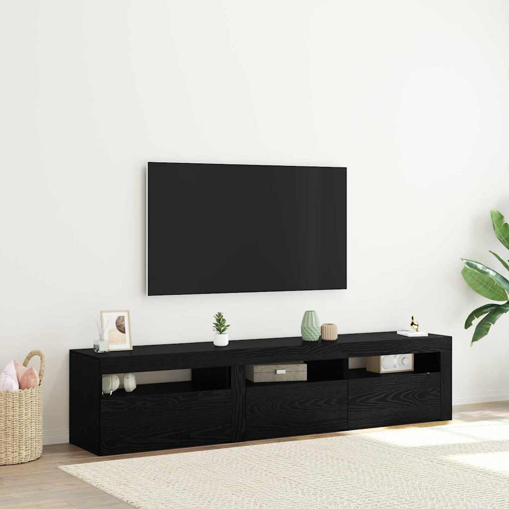 TV-Schränk 2 stk. Schwarz Eichen-Optik Holzwerkstoff