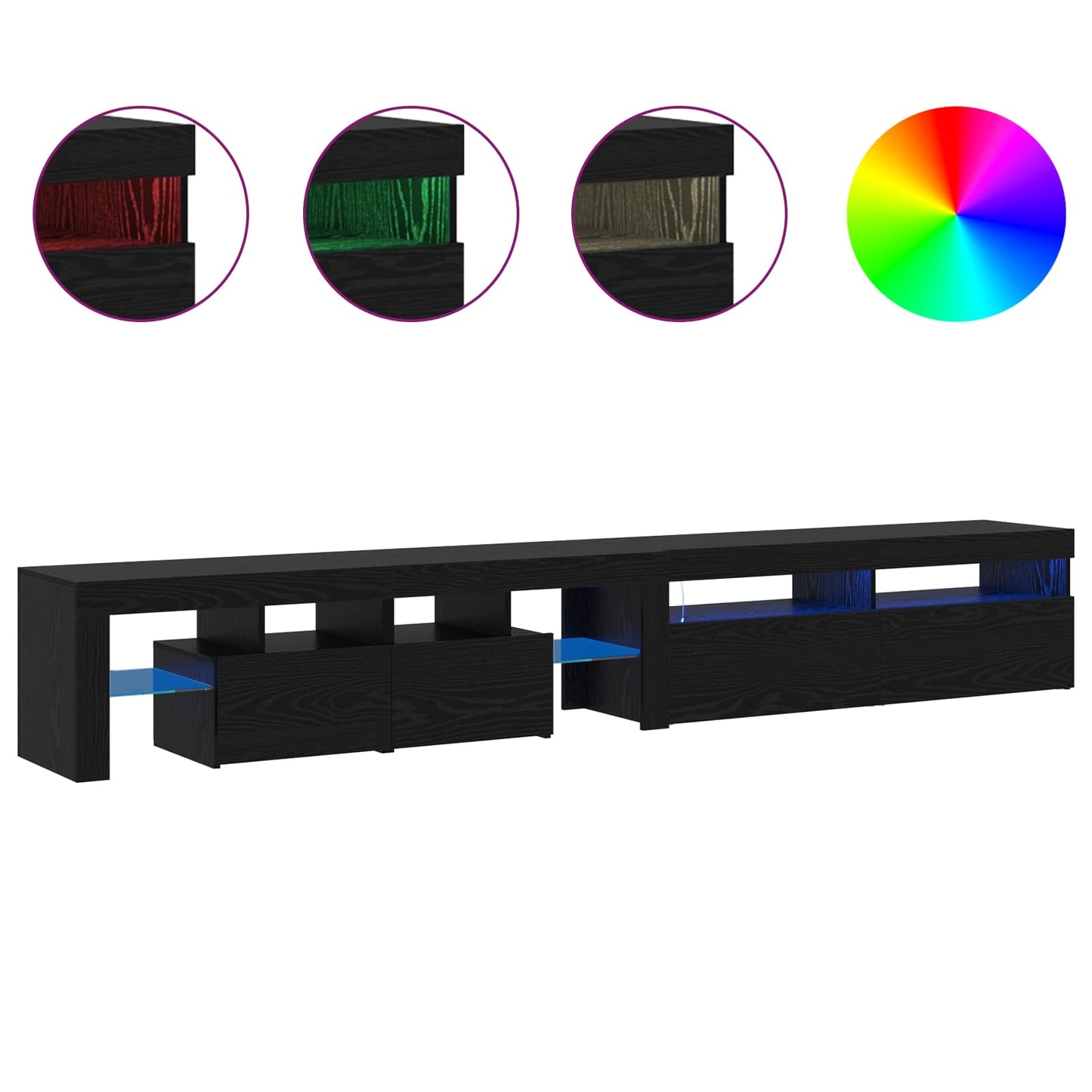 TV-Schränk 2 pcs Schwarz Eichen-Optik Holzwerkstoff