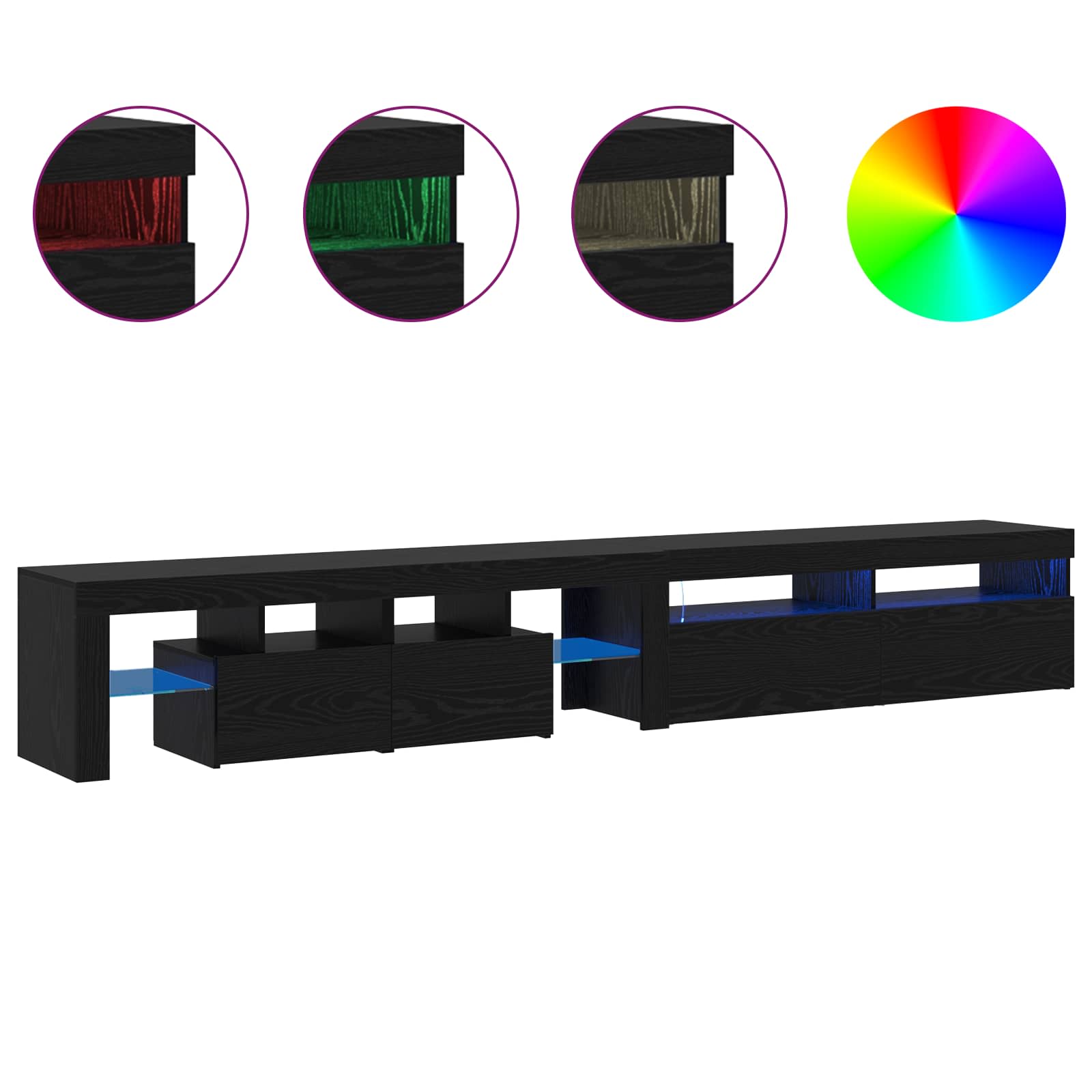 TV-Schränk 2 pcs Schwarz Eichen-Optik Holzwerkstoff