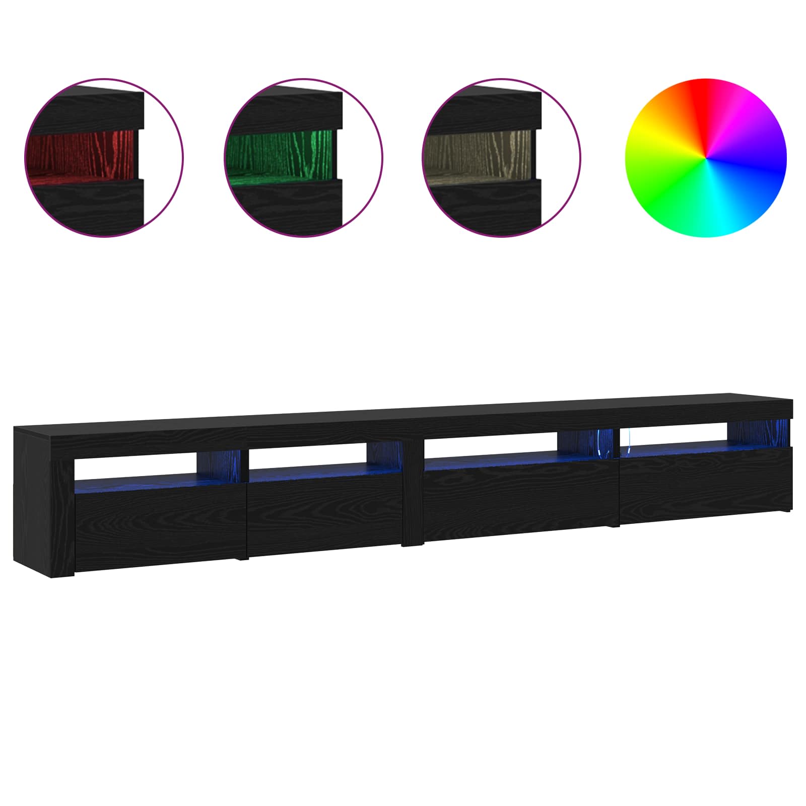 TV-Schrankset 3 pcs Schwarz Eichen-Optik Holzwerkstoff