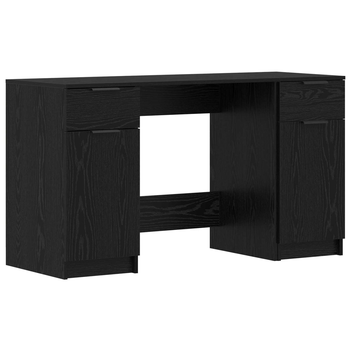 Schreibtisch mit Speicher Schwarz Eichen-Optik 133 x 50 x 75 cm