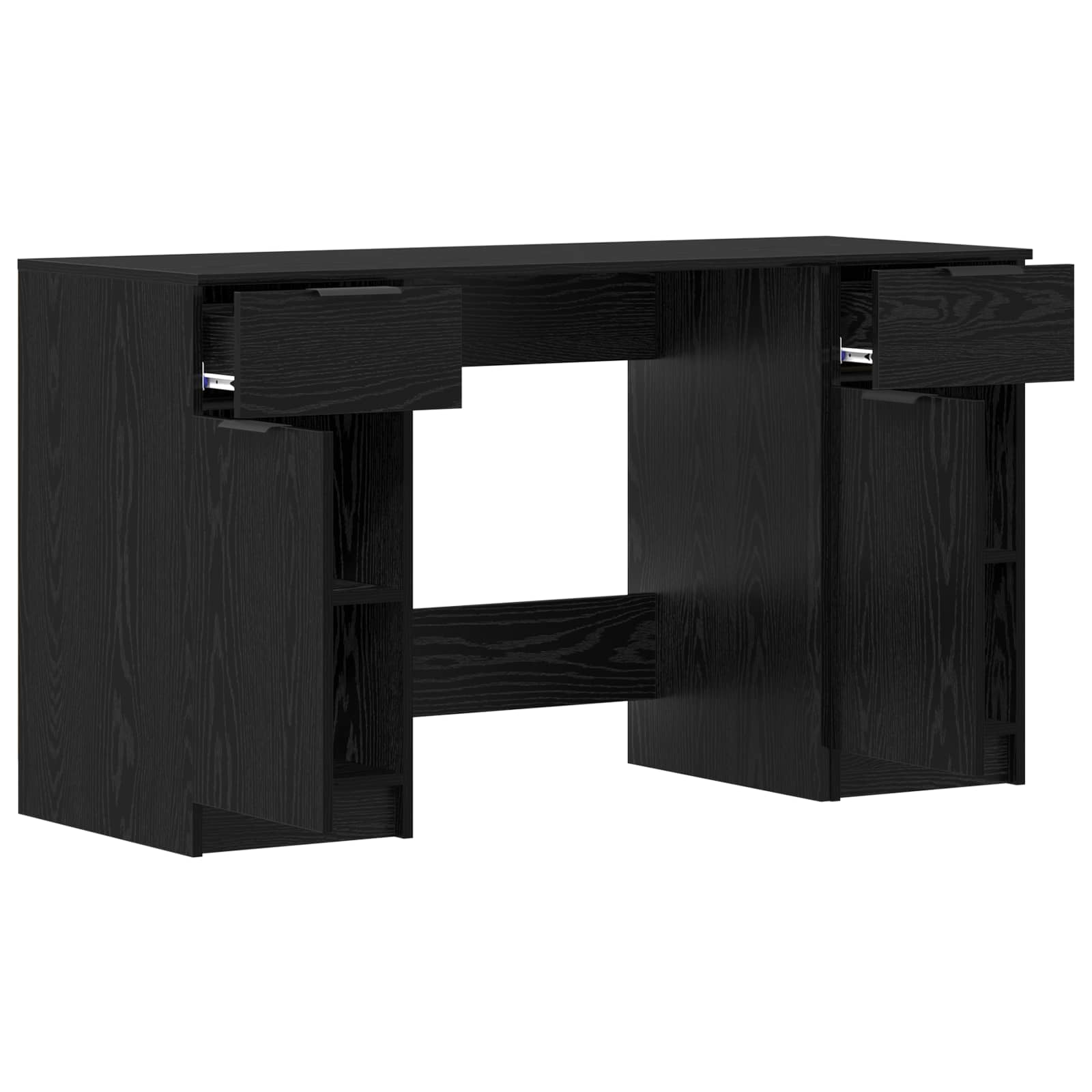 Schreibtisch mit Speicher Schwarz Eichen-Optik 133 x 50 x 75 cm