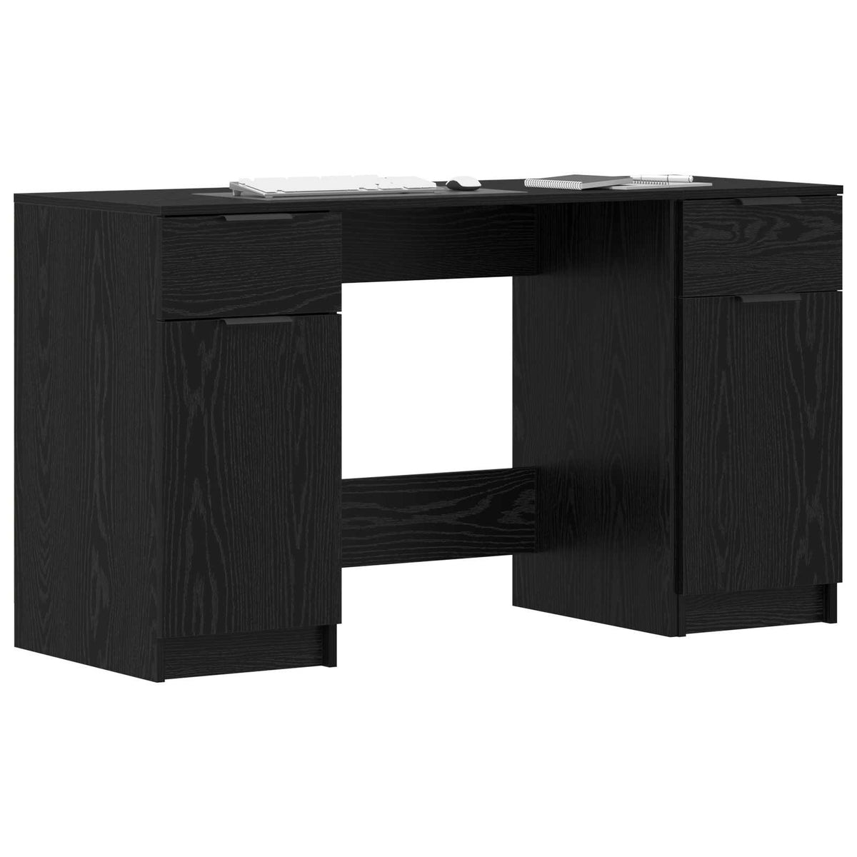 Schreibtisch mit Speicher Schwarz Eichen-Optik 133 x 50 x 75 cm