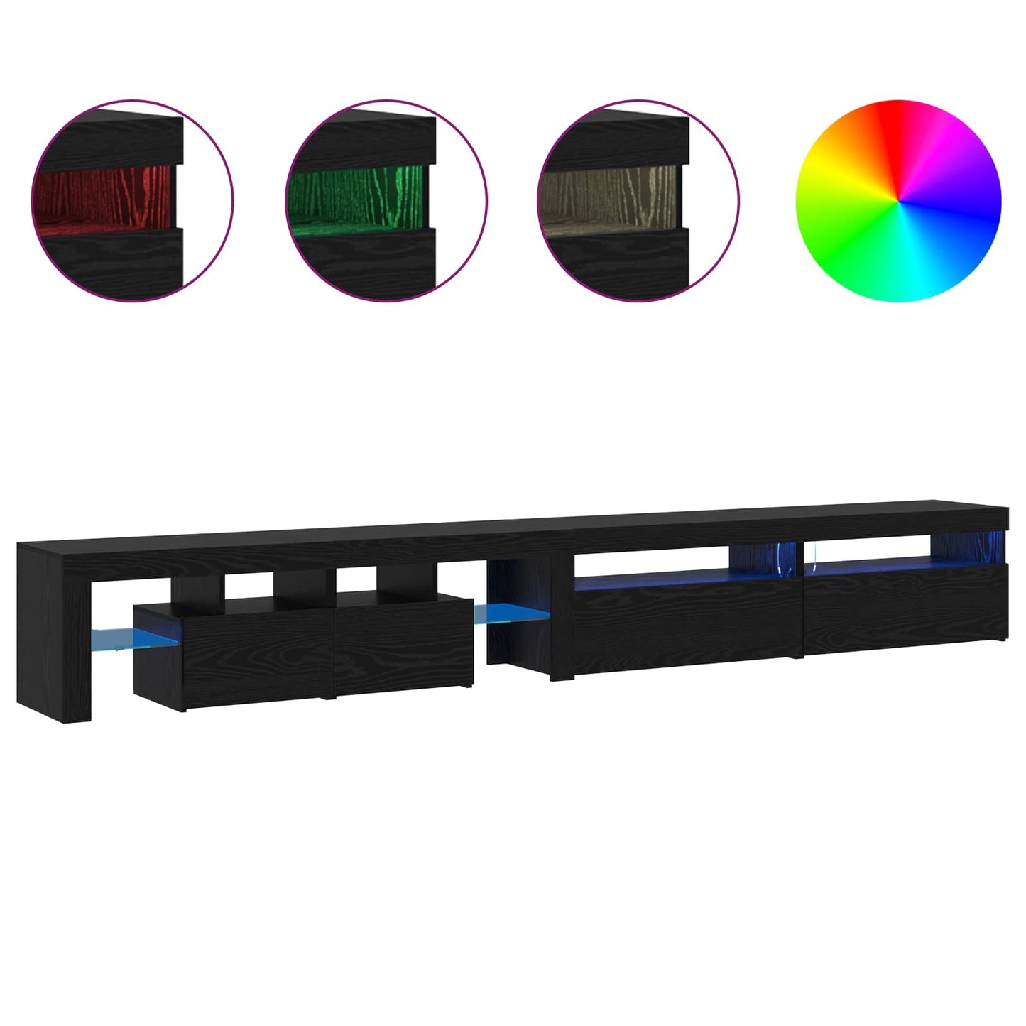 TV-Schränk 3 pcs Schwarz Eichen-Optik Holzwerkstoff