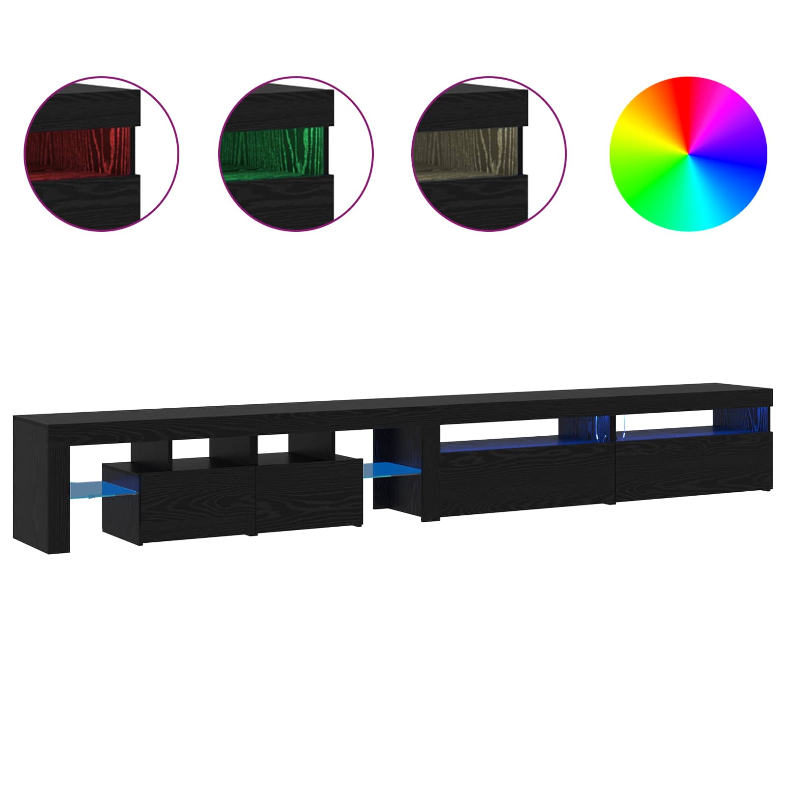 TV-Schränk 3 pcs Schwarz Eichen-Optik Holzwerkstoff