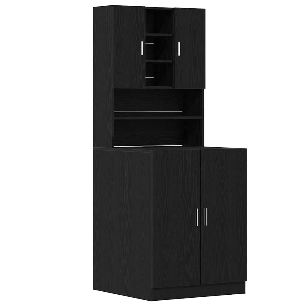 Waschmaschinen-Schrank 2 stk. Schwarz Eichen-Optik