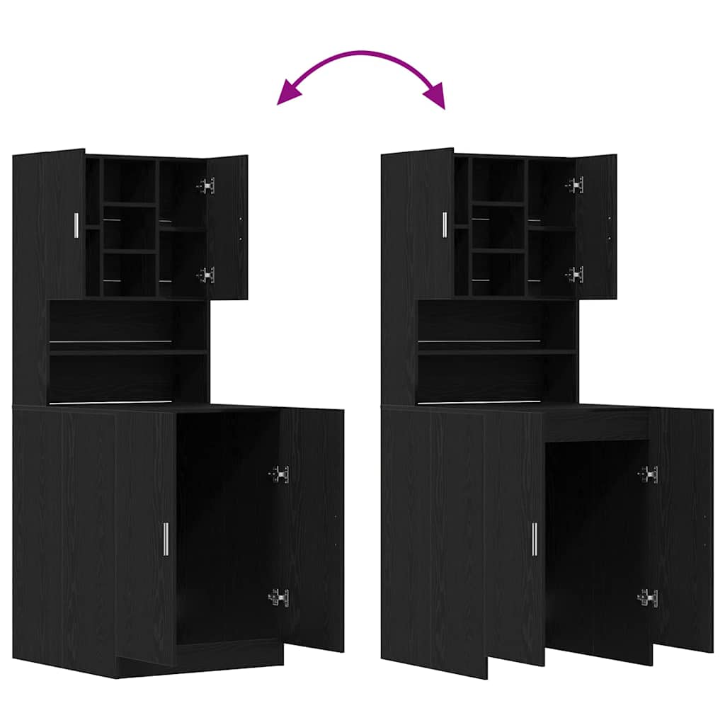 Waschmaschinen-Schrank 2 stk. Schwarz Eichen-Optik