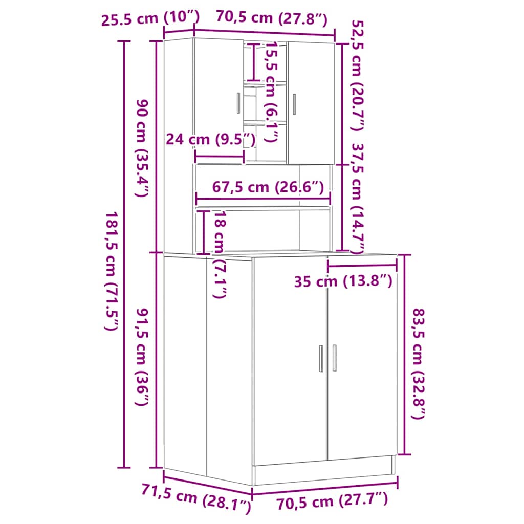 Waschmaschinen-Schrank 2 stk. Schwarz Eichen-Optik