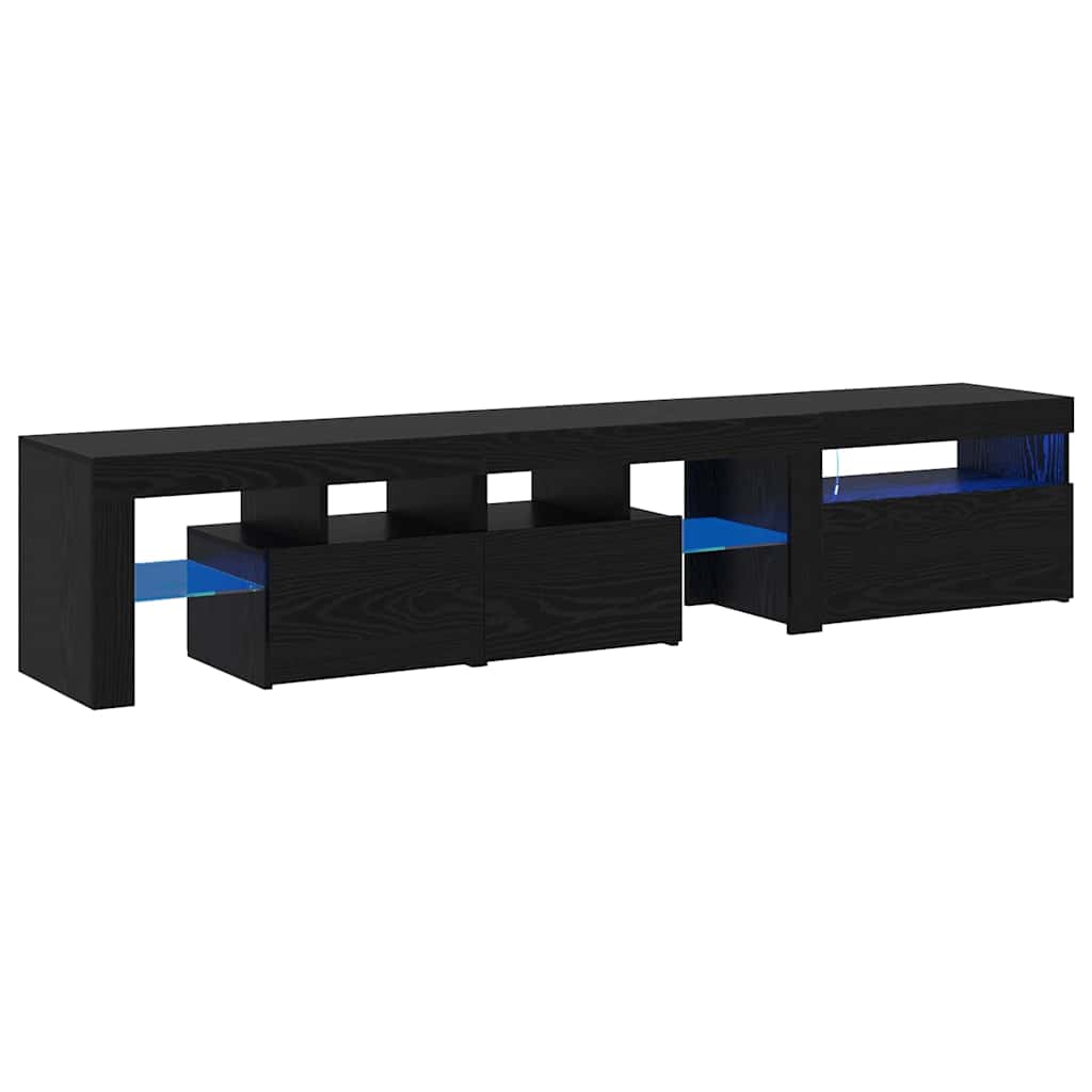 TV-Schränke 2 Stück mit LED-Lichtern Schwarz Eiche Holzwerkstoff