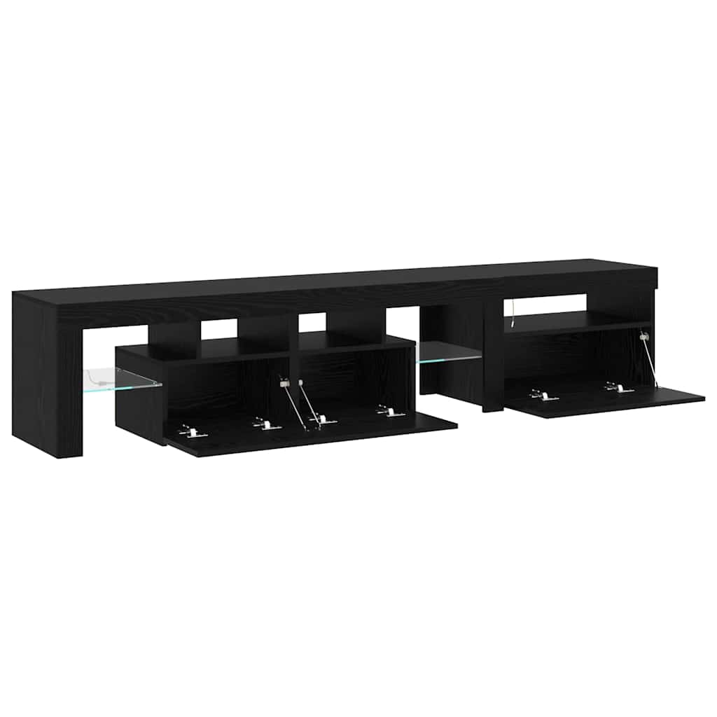 TV-Schränke 2 Stück mit LED-Lichtern Schwarz Eiche Holzwerkstoff