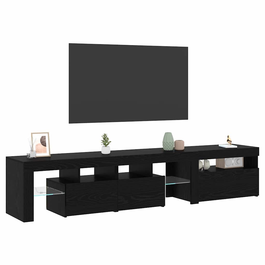 TV-Schränke 2 Stück mit LED-Lichtern Schwarz Eiche Holzwerkstoff