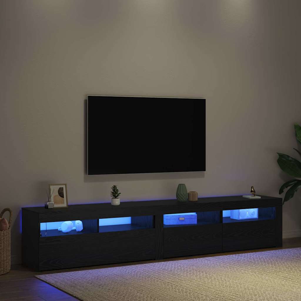 TV-Schränke 2 pcs Schwarz Eichen-Optik 210 x 35 x 40 cm