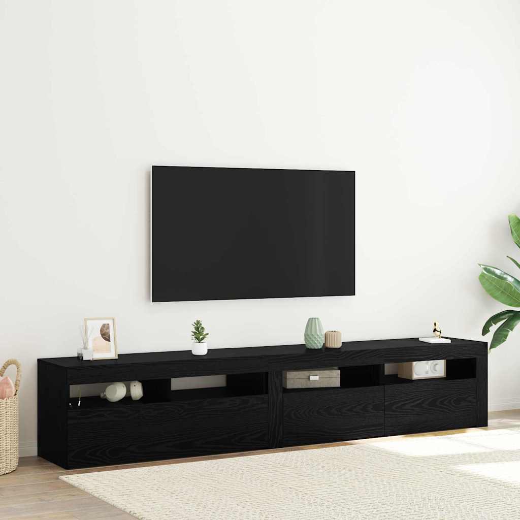 TV-Schränke 2 pcs Schwarz Eichen-Optik 210 x 35 x 40 cm