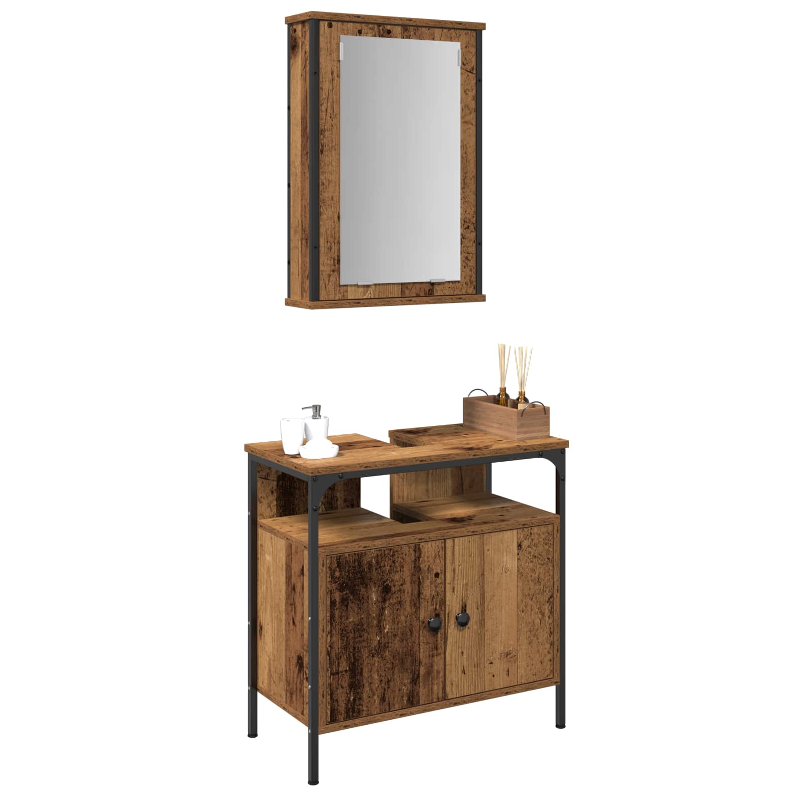 Badezimmermöbel-Set 2 stk. Braun 60 x 30 x 60 cm Holzwerkstoff
