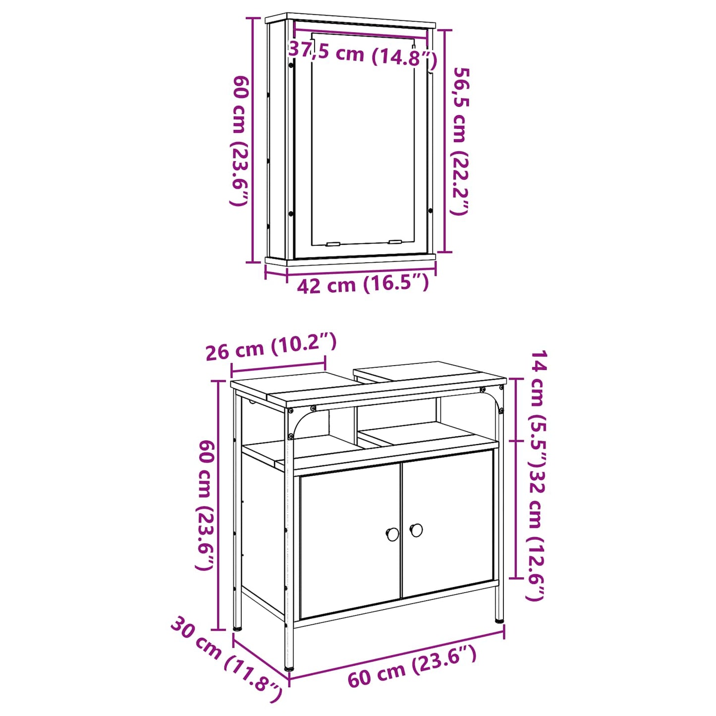 Badezimmermöbel-Set 2 stk. Braun 60 x 30 x 60 cm Holzwerkstoff