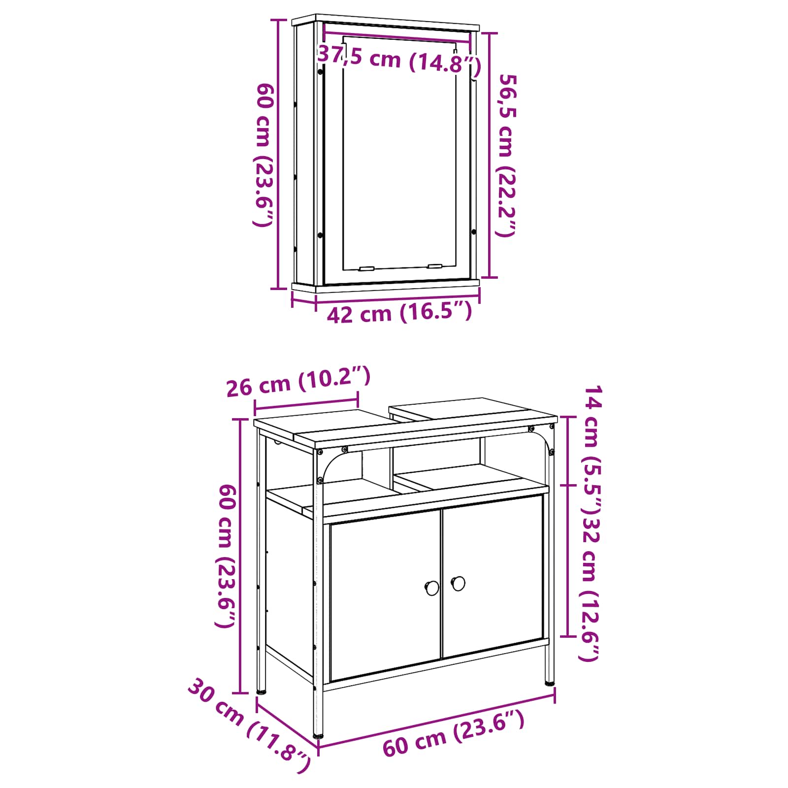 Badezimmermöbel-Set 2 stk. Braun 60 x 30 x 60 cm Holzwerkstoff