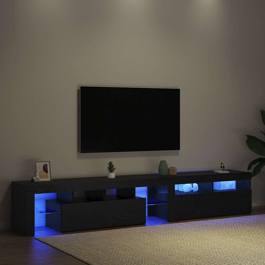TV-Schränk 2 pcs Schwarz Eichen-Optik Holzwerkstoff