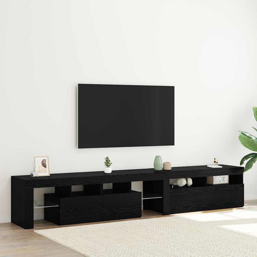 TV-Schränk 2 pcs Schwarz Eichen-Optik Holzwerkstoff