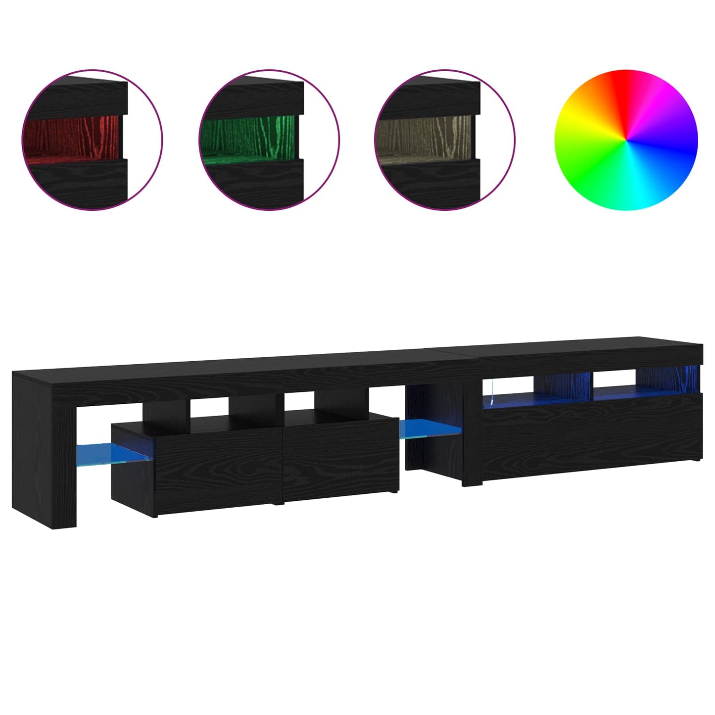 TV-Schränk 2 pcs Schwarz Eichen-Optik Holzwerkstoff