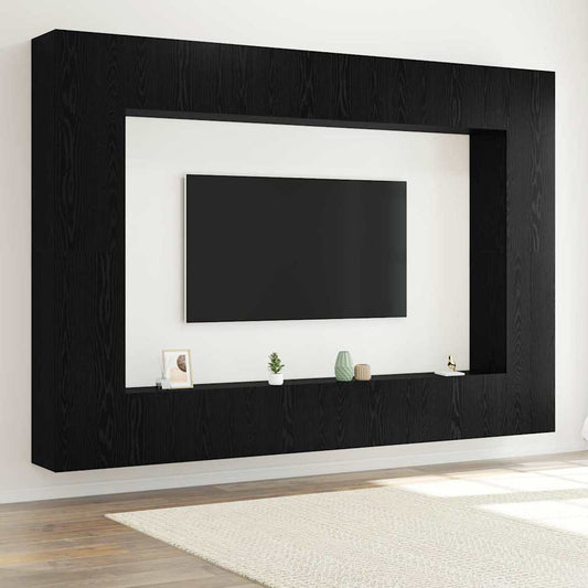 TV-Möbel-Set 8 pcs Schwarz Eichen-Optik 100 x 30 x 30 cm