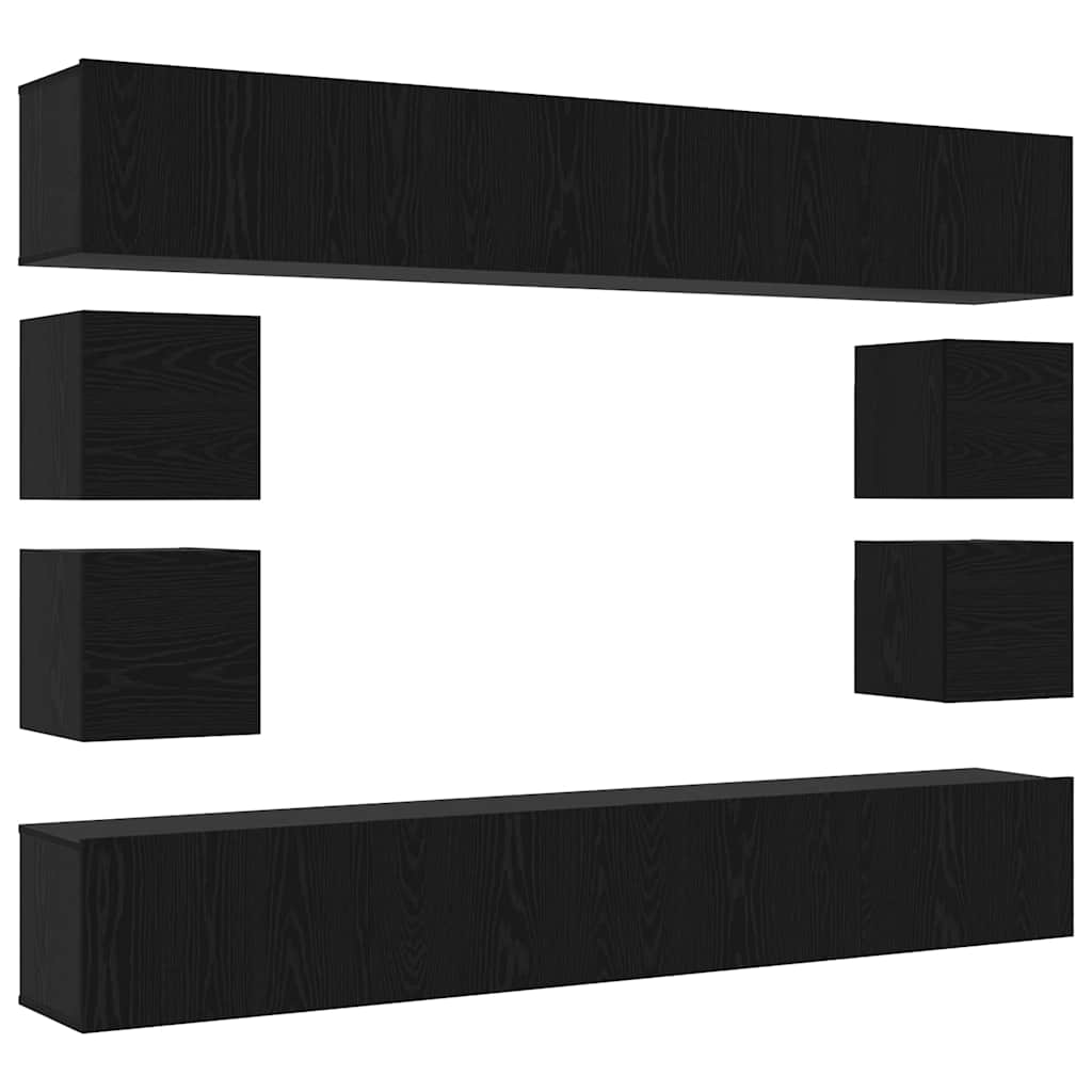 TV-Schrankset 8 stk. Schwarz Eichen-Optik Holzwerkstoff