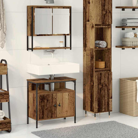Badezimmermöbel-Set mit Regal mit Tür 2 pcs Braun Holzwerkstoff