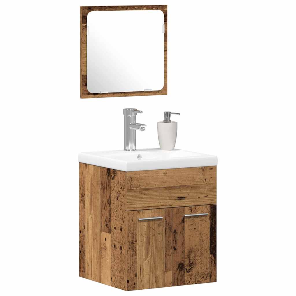Badezimmermöbel-Set 3 stk. Altholz 41 x 38,5 x 46 cm