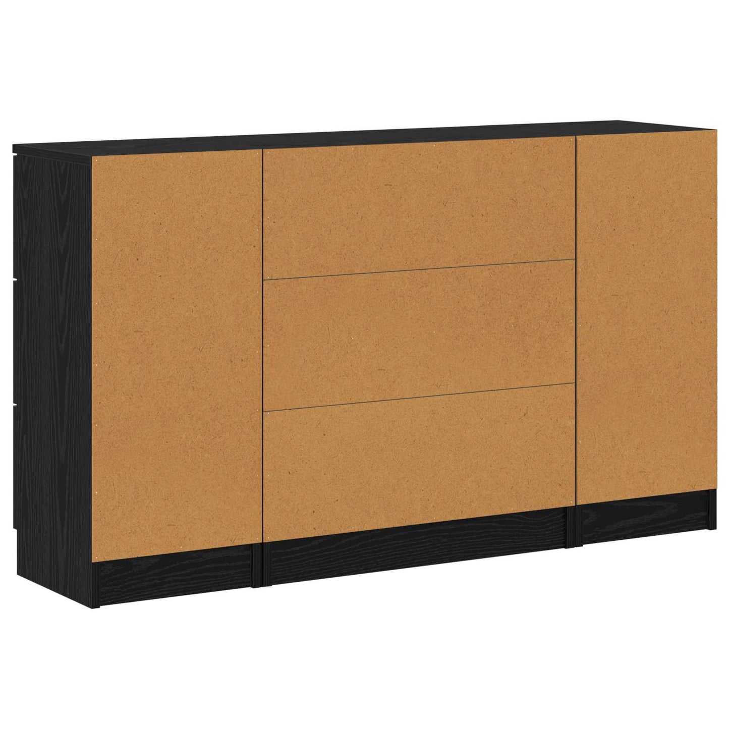 Sideboard 3 stk. Schwarz Eichen-Optik 121 x 30 x 70 cm