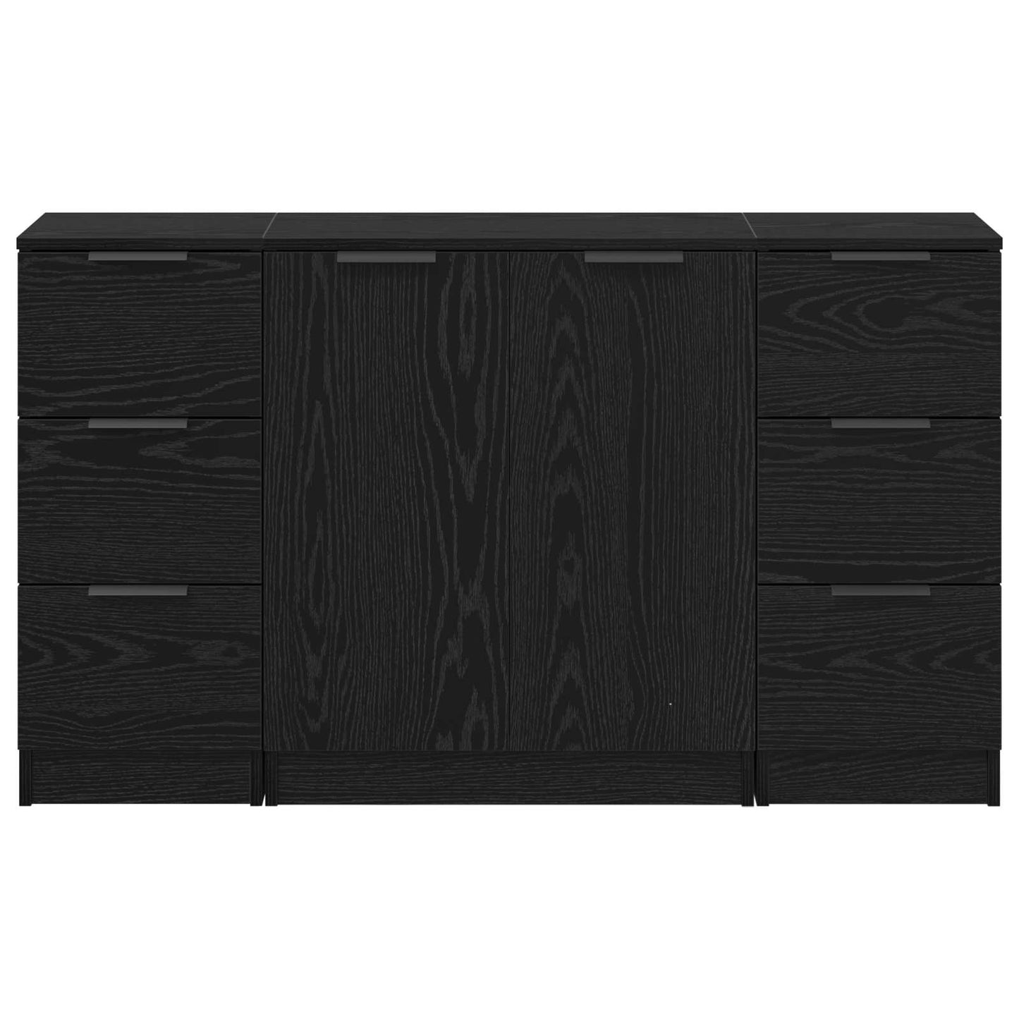 Sideboard 3 stk. Schwarz Eichen-Optik 121 x 30 x 70 cm