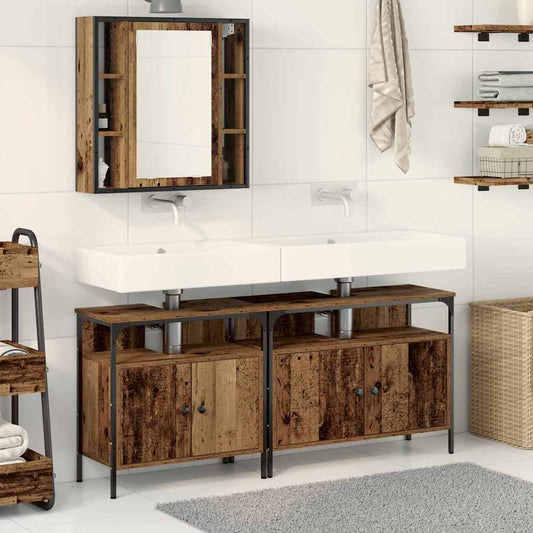 Badezimmer Waschbeckenmöbel mit Regal 3 pcs Braun Holzwerkstoff