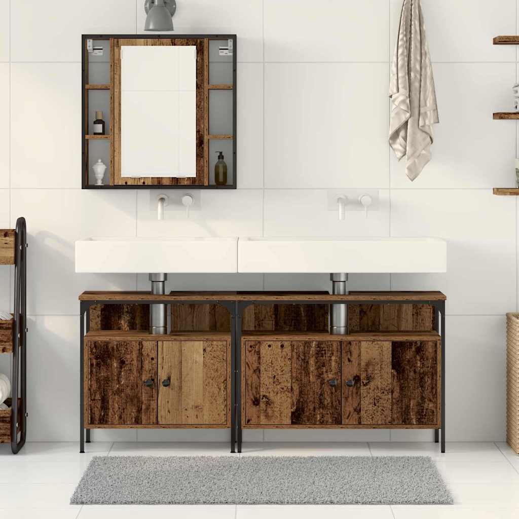 Badezimmer Waschbeckenmöbel mit Regal 3 pcs Braun Holzwerkstoff