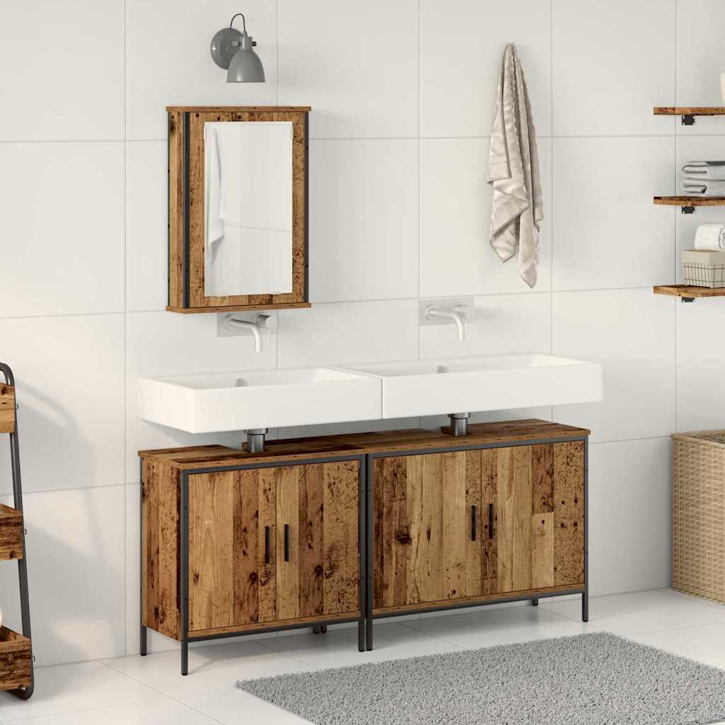 Badezimmer Waschbeckenmöbel mit Regal 3 pcs Braun Holzwerkstoff