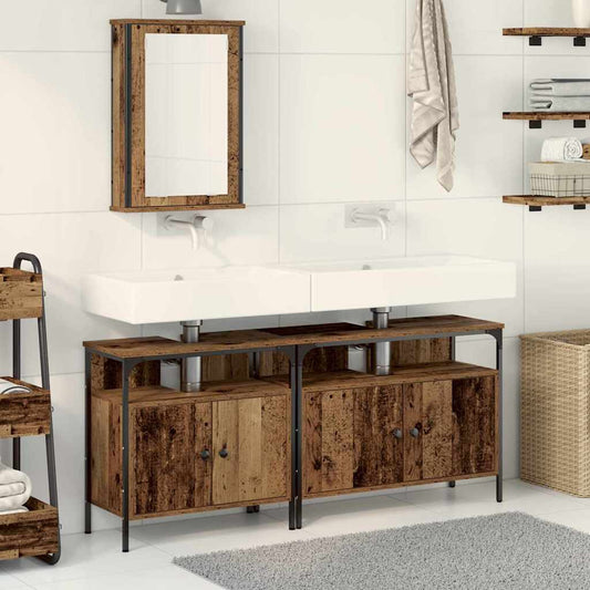 Badezimmer Waschbeckenmöbel mit Regal 3 pcs Braun Holzwerkstoff