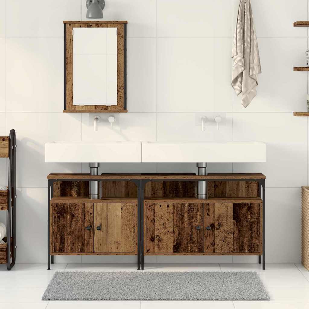 Badezimmer Waschbeckenmöbel mit Regal 3 pcs Braun Holzwerkstoff
