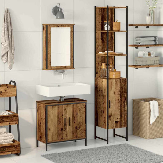 Badezimmermöbel Set mit Regal 3 pcs Braun 33 x 33 x 185.5 cm