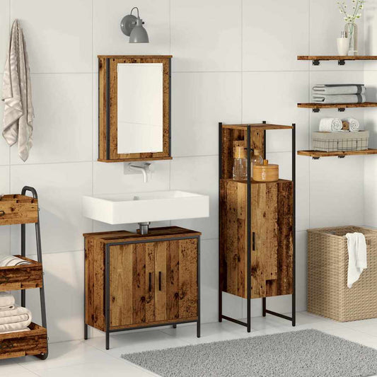 Badezimmermöbel-Set 3 stk. Braun 33 x 33 x 120,5 cm
