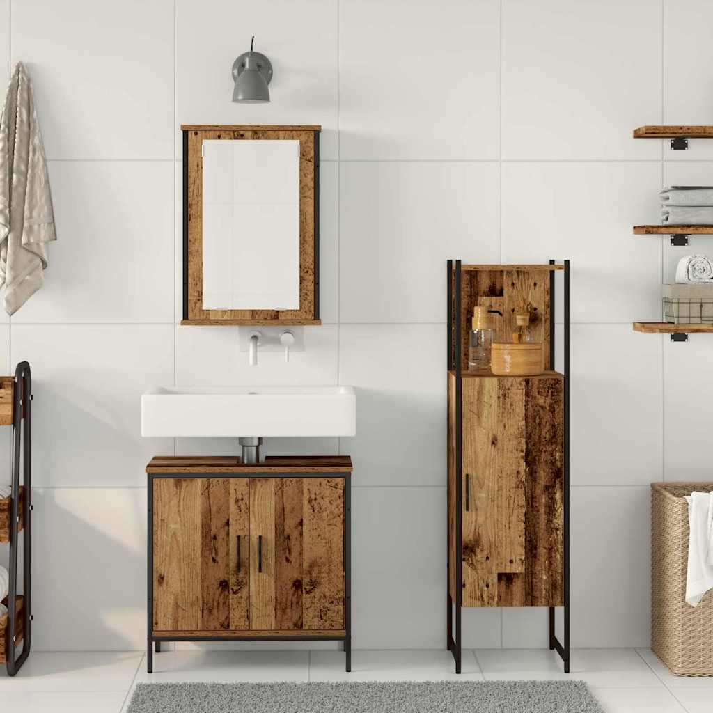 Badezimmermöbel-Set 3 stk. Braun 33 x 33 x 120,5 cm