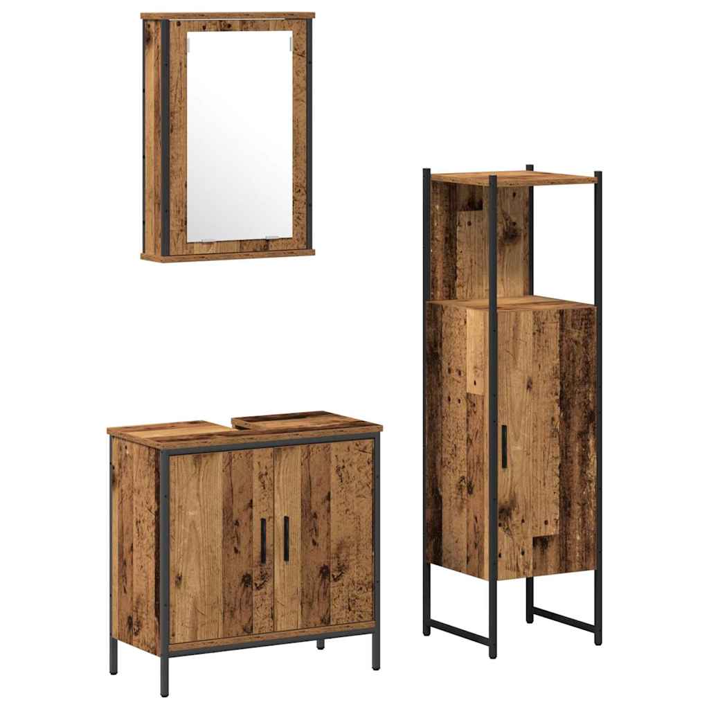 Badezimmermöbel-Set 3 stk. Braun 33 x 33 x 120,5 cm