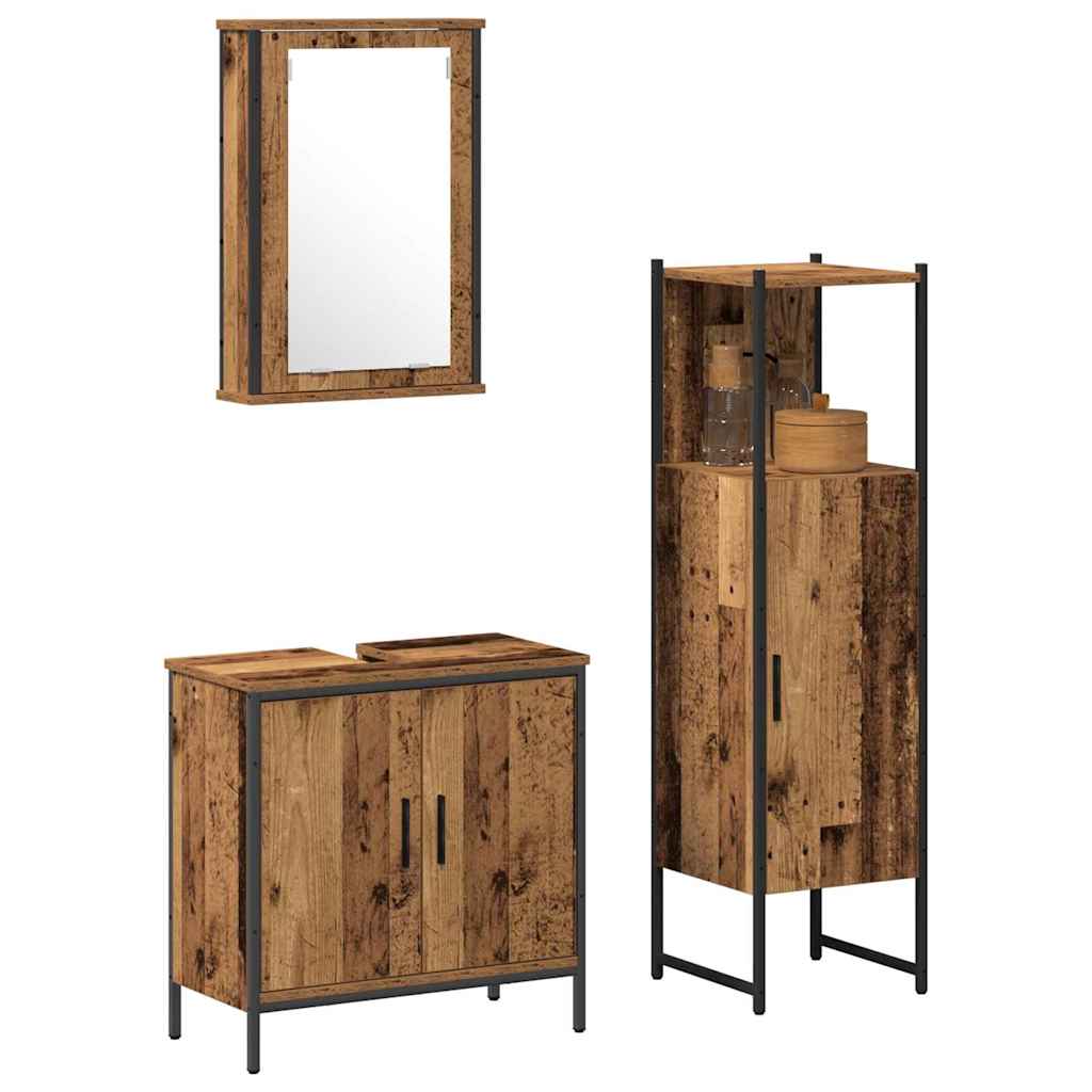 Badezimmermöbel-Set 3 stk. Braun 33 x 33 x 120,5 cm