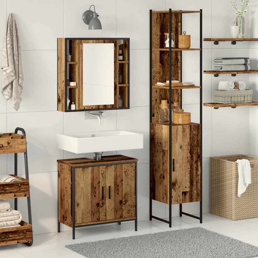 Badezimmer Waschbeckenmöbel mit Regal 3 pcs Braun Holzwerkstoff