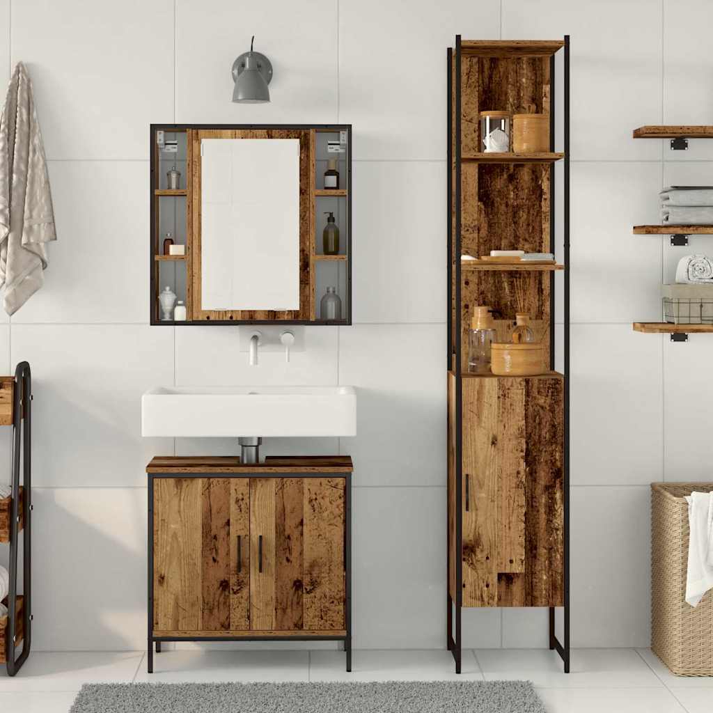 Badezimmer Waschbeckenmöbel mit Regal 3 pcs Braun Holzwerkstoff