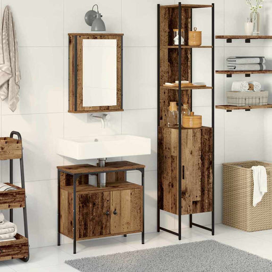 Badezimmermöbel Set mit Regal 3 pcs Altholz 33 x 33 x 185.5 cm