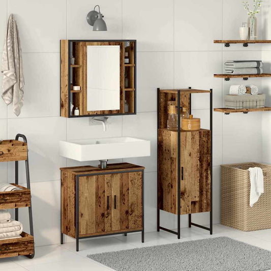 Badezimmermöbel-Set 3 stk. Braun 33 x 33 x 120,5 cm