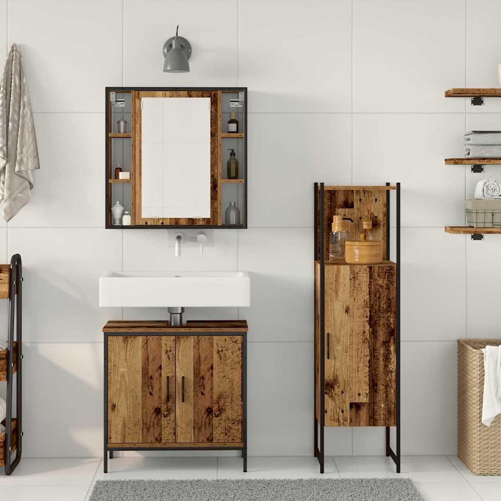 Badezimmermöbel-Set 3 stk. Braun 33 x 33 x 120,5 cm