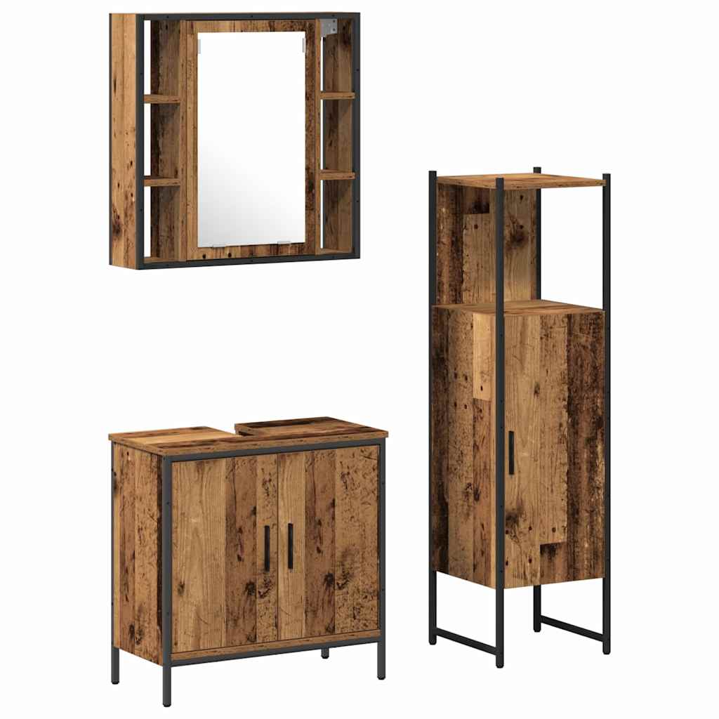Badezimmermöbel-Set 3 stk. Braun 33 x 33 x 120,5 cm